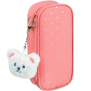 Пенал на молнии Мишка с сердечками 9х20х4,5 см 72206