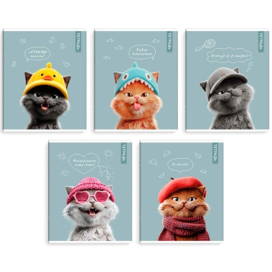 Тетрадь 48 л. клетка Коты в школе 70921