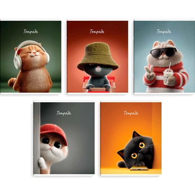 Тетрадь 48 л. клетка Современные коты 70922