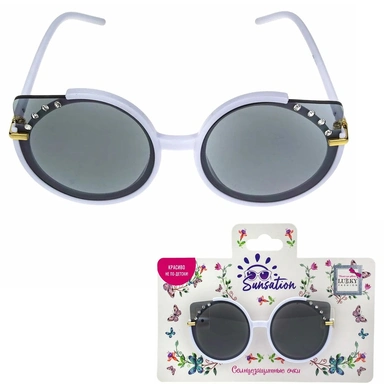 Солнцезащитные очки для детей Кошачий взгляд с декором из страз Т22450 Lukky