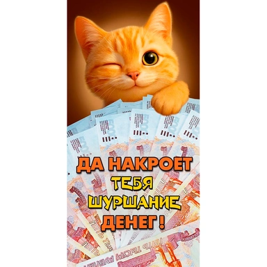 Конверт для денег Рыжий кот (рыжий кот с деньгами) 1.0000778