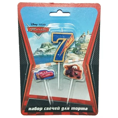 Свечи  Дисней Тачки  цифра 7, тачки 2шт  6029944