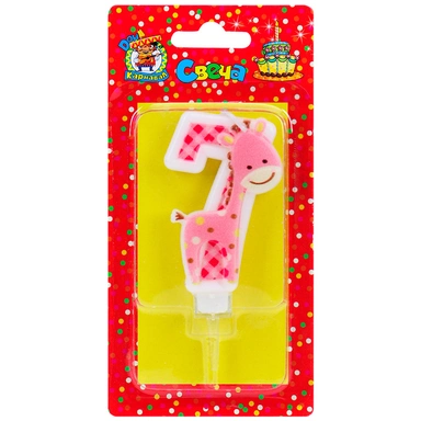 Свеча для торта Жирафик Розовый Цифра 7 С-8321 4610144883214